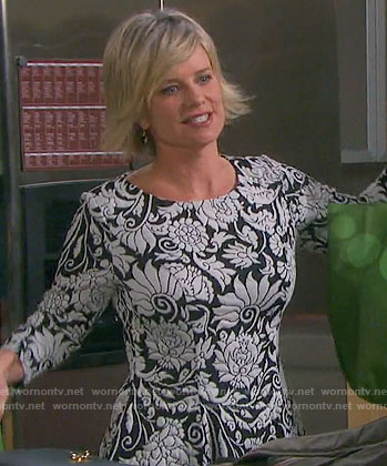 Kayla's black and white floral dress on Days of our Lives