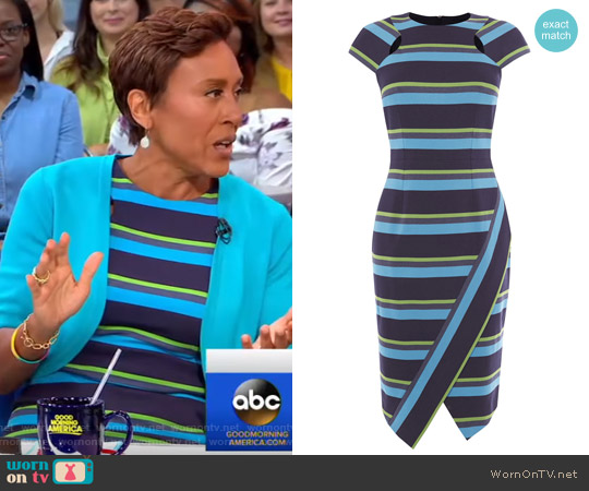 Striped Asymmetric Pencil Dress by Karen Millen worn by Robin Roberts on Good Morning America