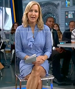 Lara’s striped ruffle front shirtdress on Good Morning America