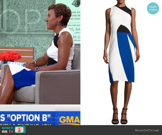 Colorblock Crepe Sleeveless Sheath Dress by Narciso Rodriguez worn by Robin Roberts on Good Morning America