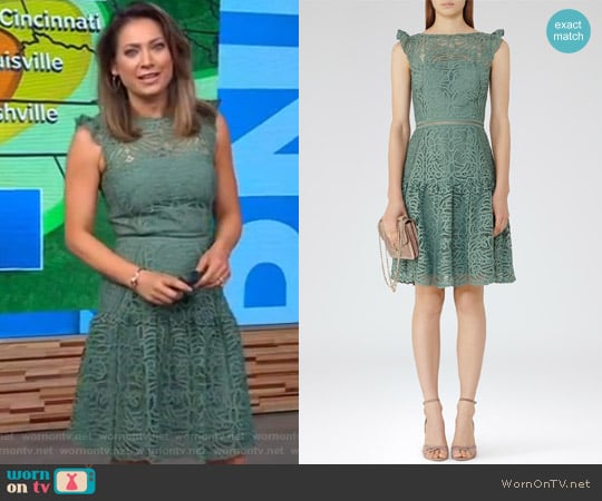 Cap Sleeve Lace Dress by Reiss worn by Ginger Zee on Good Morning America