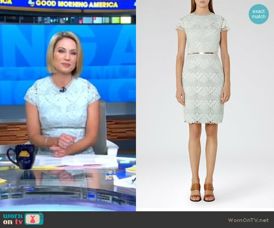 Liza Cap-Sleeve Lace Dress by Reiss worn by Amy Robach on Good Morning America