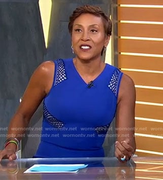 Robin’s blue mesh panel dress on Good Morning America