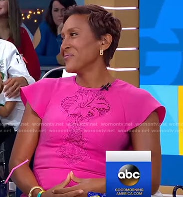 Robin’s pink floral lace panel dress on Good Morning America