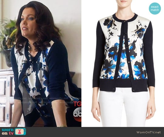 St. John Collection Painted Oleander Shell and Cardigan worn by Mellie Grant (Bellamy Young) on Scandal