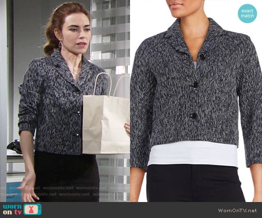 Tommy Hilfiger Three-Button Tweed Jacket worn by Victoria Newman (Amelia Heinle) on The Young and the Restless