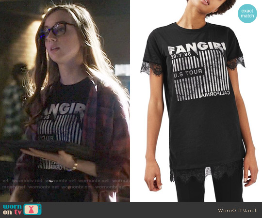 Topshop Fangirl Lace Trim Tee worn by Alena on Arrow