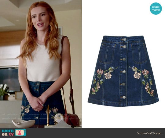 Topshop MOTO Floral Embroidered Skirt worn by Paige Townsen (Bella Thorne) on Famous in Love