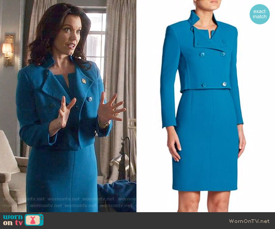 Akris Isabella Jacket and Zip Front Dress worn by Mellie Grant (Bellamy Young) on Scandal