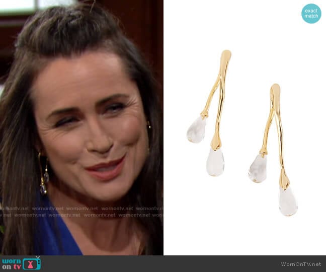 Alexis Bittar 14K Gold-Plated & Lucite Front-Back Double-Drop Earrings worn by Quinn Fuller (Rena Sofer) on The Bold and the Beautiful