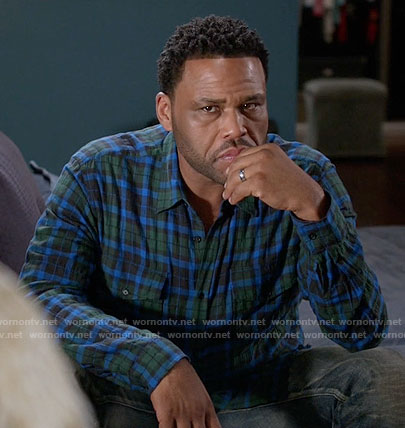 Andre's blue and green plaid shirt on Black-ish