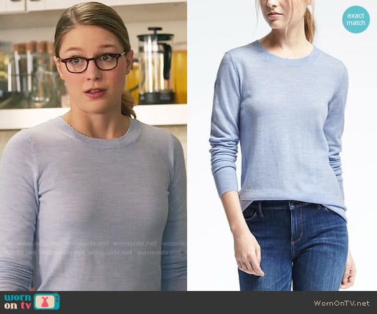 Banana Republic Merino Scallop Crew Pullover worn by Kara Danvers (Melissa Benoist) on Supergirl