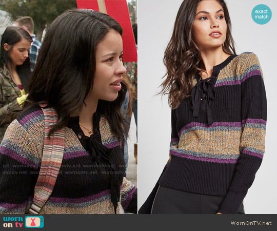 Bcbgeneration Marled Rainbow Stripe Sweater worn by Mariana Foster (Cierra Ramirez) on The Fosters