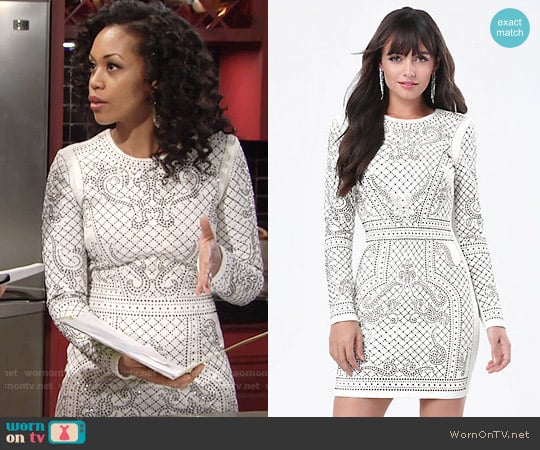 Bebe Bianca Studded Jacquard Dress worn by Hilary Curtis (Mishael Morgan) on The Young and the Restless