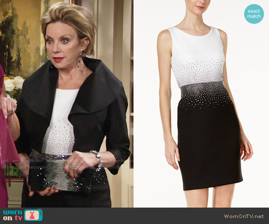 Calvin Klein Embellished Contrast Sheath Dress worn by Gloria Abbott Bardwell (Judith Chapman) on The Young and the Restless