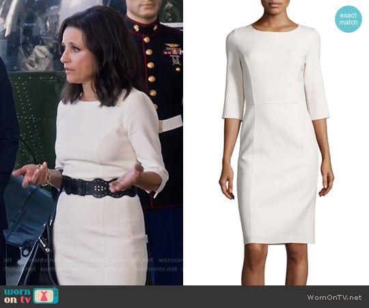 Carolina Herrera 3/4-Sleeve Round-Neck Sheath Dress worn by Selina Meyer (Julia Louis-Dreyfus) on Veep