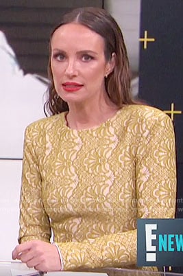 Catt's yellow long sleeve lace dress on E! News