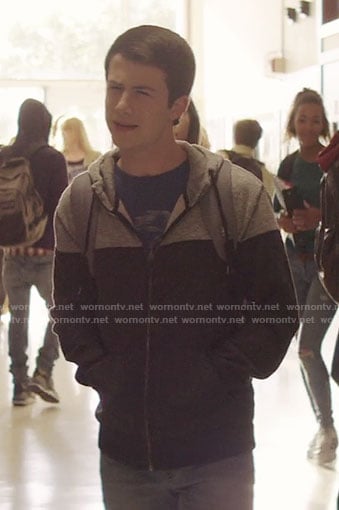 Clay's grey and black hoodie on 13 Reasons Why