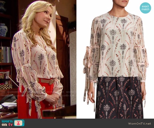 Creatures of the Wind Tav Floral Printed Blouse worn by Brooke Logan (Katherine Kelly Lang) on The Bold and the Beautiful