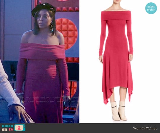 Derek Lam Solid Off-The-Shoulder Dress worn by Cookie Lyon (Taraji P. Henson) on Empire