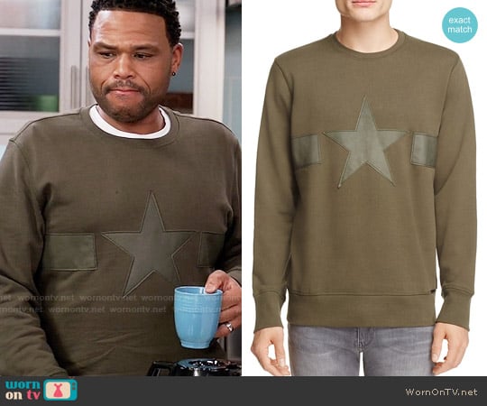 Diesel Leather Trim Star Sweatshirt worn by Andre Johnson (Anthony Anderson) on Black-ish