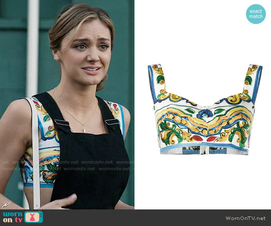 Dolce & Gabbana Majolica Print Bra Top worn by Megan Morrison (Christine Evangelista) on The Arrangement