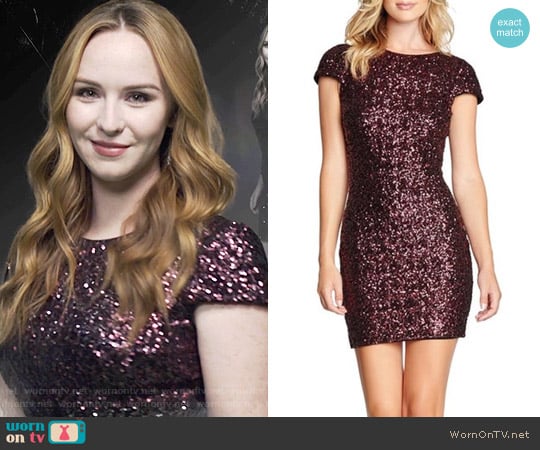 Dress the Population Tabitha Dress in Wine worn by Mariah Copeland (Camryn Grimes) on The Young and the Restless