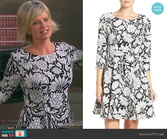 Eliza J Two-Tone Jacquard Fit & Flare Dress worn by Kayla Brady (Mary Beth Evans) on Days of our Lives