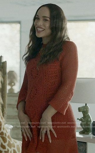 Erica’s orange crochet dress on Last Man on Earth