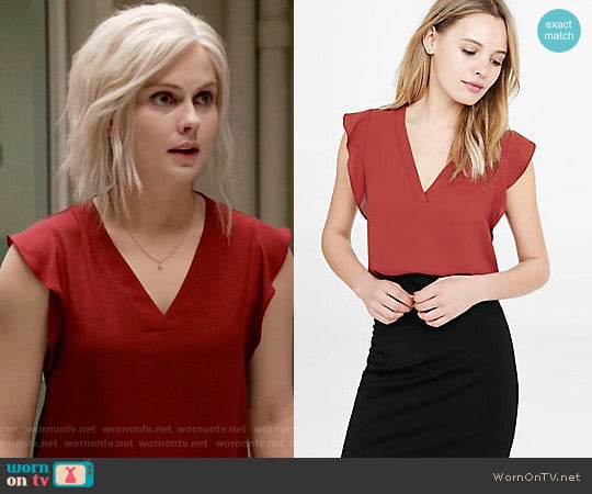 Express V-neck Ruffle Sleeve Blouse worn by Liv Moore (Rose McIver) on iZombie