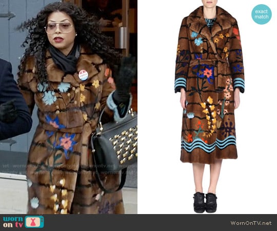 Fendi Floral Intarsia Mink Fur Coat worn by Cookie Lyon (Taraji P. Henson) on Empire