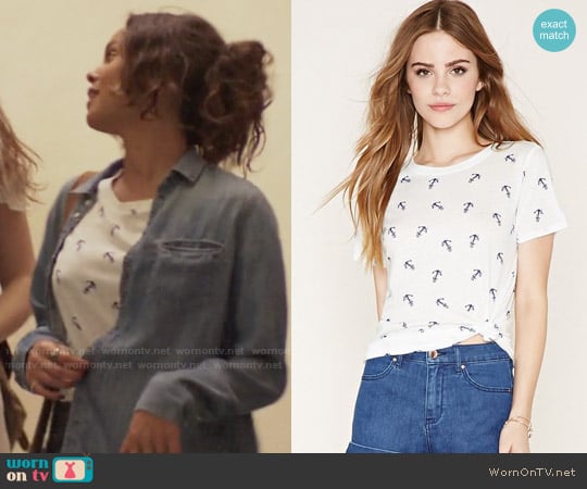 Forever 21 Anchor Print Graphic Tee worn by Jessica Davis (Alisha Boe) on 13 Reasons Why