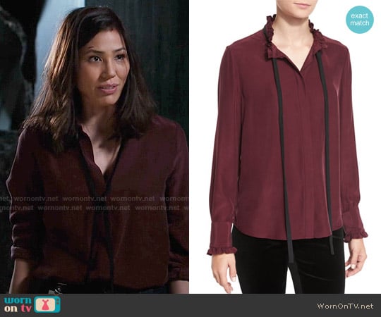 Bones: Season 10 Episode 11 Camille's Black Wrap Neck Top