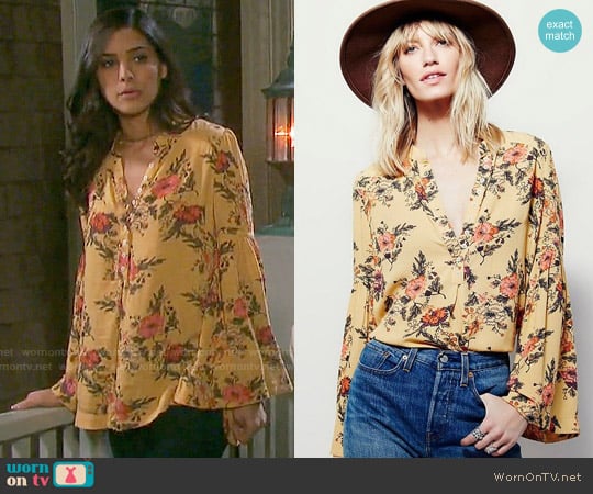 Free People Easy Girl Printed Top worn by Gabi Hernandez (Camila Banus) on Days of our Lives