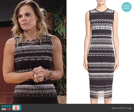 Fuzzi Stripe Tulle Sheath Dress worn by Phyllis Newman (Gina Tognoni) on The Young and the Restless