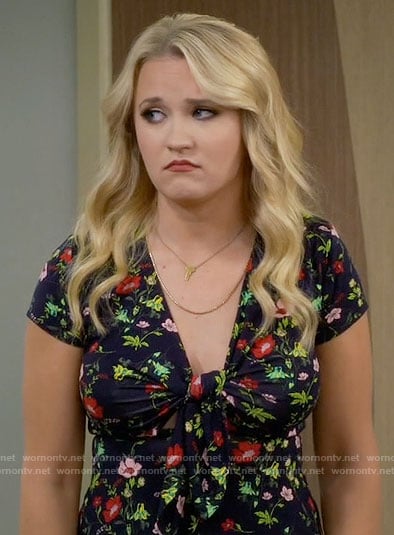 Gabi’s floral tie front dress on Young and Hungry