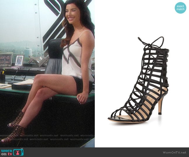 Gianvito Rossi Caged Leather Lace-Up Sandal worn by Steffy Forrester (Jacqueline MacInnes Wood) on The Bold and the Beautiful