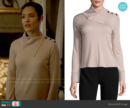 Giorgio Armani Fold-Neck Slit-Sleeve Cashmere Sweater worn by Anika Calhoun (Grace Gealey) on Empire