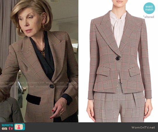 Giorgio Armani Houndstooth Suit worn by Diane Lockhart (Christine Baranski) on The Good Fight