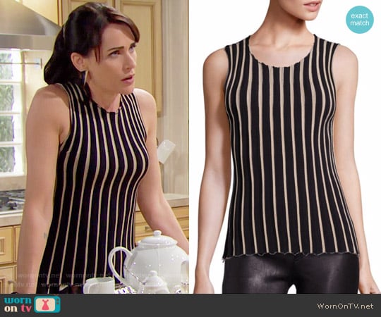 Helmut Lang Pinstripe Tank Top worn by Quinn Fuller (Rena Sofer) on The Bold and the Beautiful