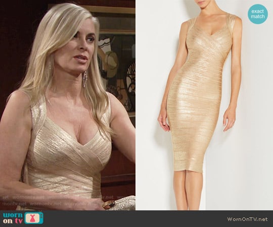 Herve Leger Sarai Woodgrain Foil Print Dress worn by Ashley Abbott (Eileen Davidson) on The Young and the Restless