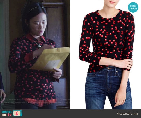 J. Crew Tippi Sweater in Cherry Print worn by Courtney Crimsen (Michele Selene Ang) on 13 Reasons Why