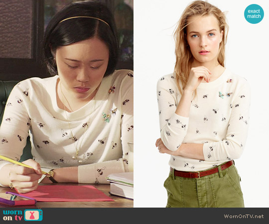 J. Crew Tippi Sweater in Embellished Bee Print worn by Courtney Crimsen (Michele Selene Ang) on 13 Reasons Why