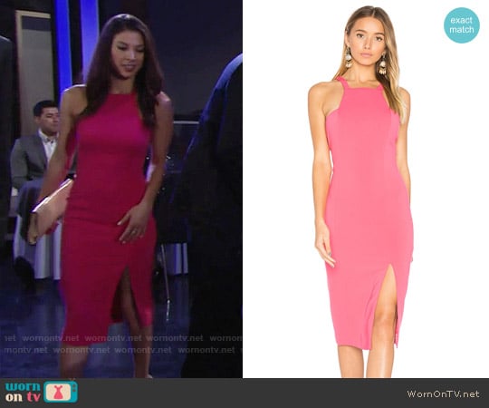 Jay Godfrey Joyce Dress in Watermelon worn by Juliet Helton (Laur Allen) on The Young and the Restless