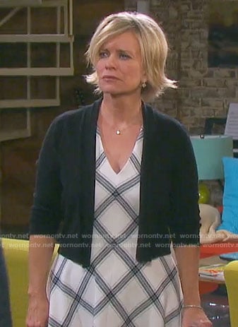 Kayla's white checked v-neck dress on Days of our Lives