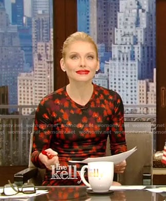 Kelly’s black floral dress on Live With Kelly