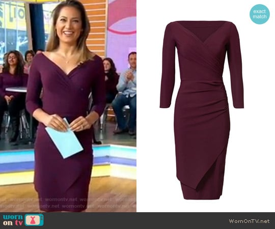 Merlot Calantine Sheath Dress by La Petite Robe di Chiara Boni worn by Ginger Zee on Good Morning America