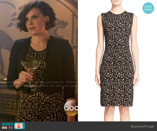 Lanvin Leopard Jacquard Sleeveless Sheath Dress worn by Regina Mills (Lana Parrilla) on Once Upon A Time