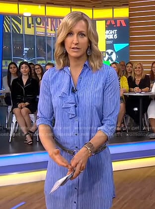 Lara’s striped ruffle front shirtdress on Good Morning America