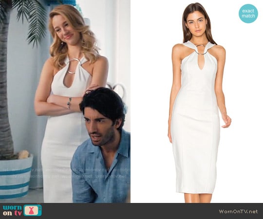 Lavish Alice Metal Ring Plunge Midi Dress worn by Petra Solano (Yael Grobglas) on Jane the Virgin